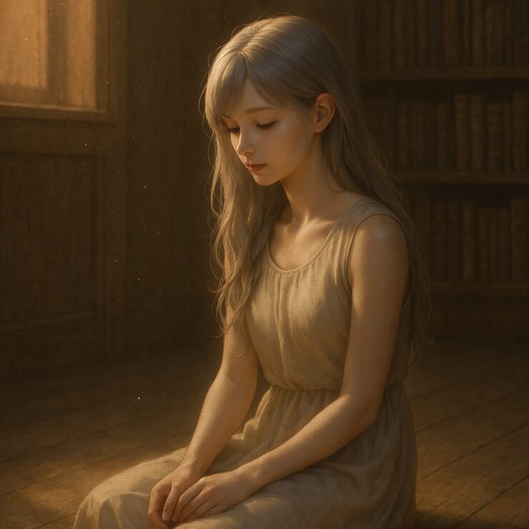 静かに佇む少女の横顔と記憶の光|A girl standing quietly, lit by memory light