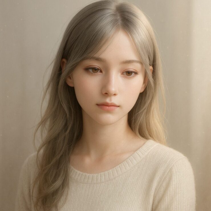 清らかな肌と光に包まれた少女の横顔｜Side-lit girl with glowing skin and clean features