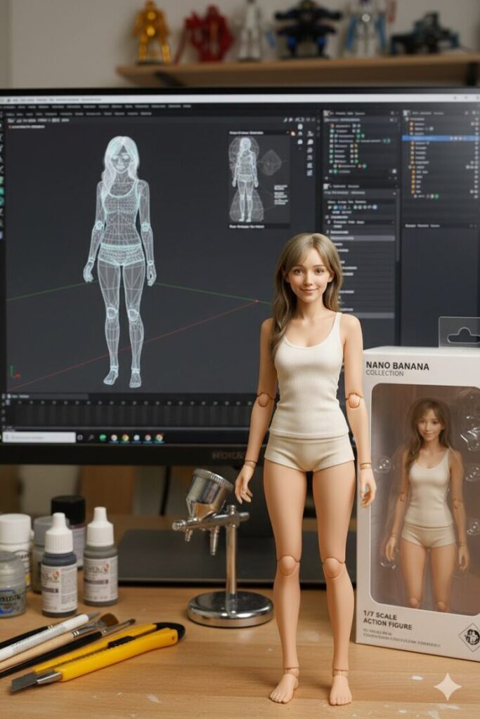 ミリアのフィギュア制作風景(白リブタンク)/Behind-the-scenes figure modeling with Miria in white tank top
