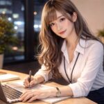 IT未経験からエンジニア転職を考えるオフィス女性とキャリアカンパニーのサポートイメージ / Young office worker considering an IT engineer career change with CAREER ACCOMPANY support