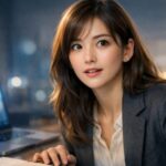 ノートPCの光がにじむデスクで、Claude Sonnet 4.6の進化を理解したように静かに目を見開く若い女性。やわらかな驚きと知的な確信が同居し、普段使いのAIが重い仕事にも届き始めた感覚を伝える横長ポートレート。 A young professional woman sits at her desk beside a softly glowing laptop, her expression holding quiet surprise and thoughtful confidence as if she has just realized how much stronger Claude Sonnet 4.6 has become.