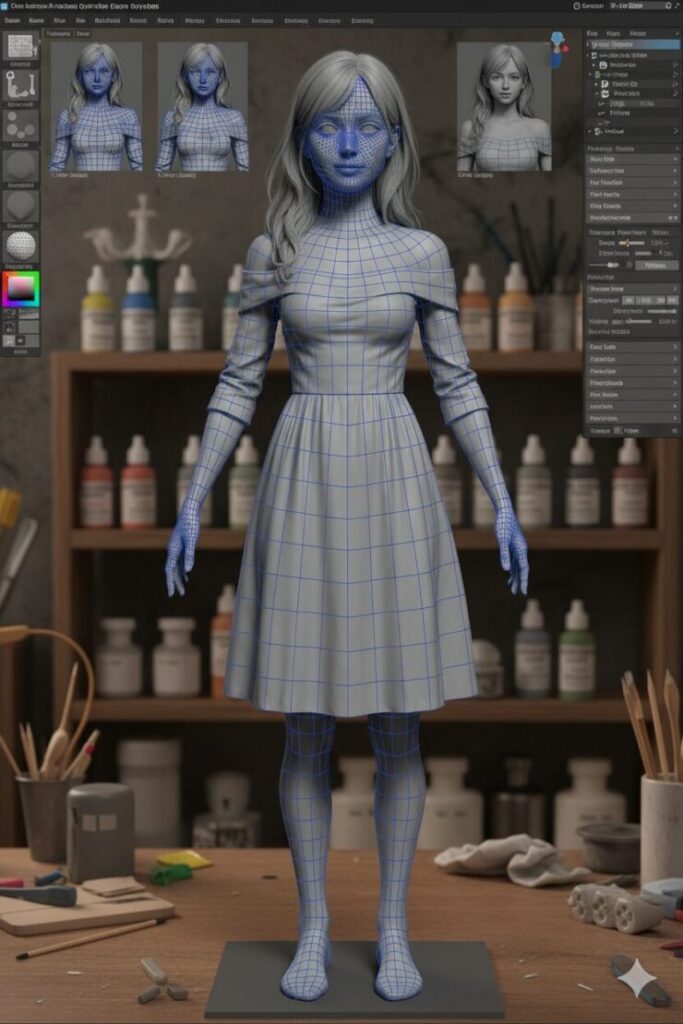 オフショルダー衣装のミリアが3Dモデル風のフィギュア化