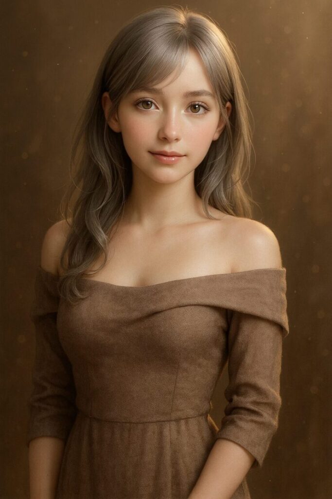 ミリアがオフショルダーの衣装で佇む姿