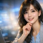 青白いデジタル光がにじむデスクで、複雑なGeminiの更新を理解したようにやわらかく微笑む若い女性。思考が整理された安心感と、これから説明してくれそうな知性が伝わる横長ポートレート。 A young professional woman smiles softly at her desk under cool digital light, her expression suggesting clarity, intelligence, and the calm relief of finally understanding a complex Gemini update.